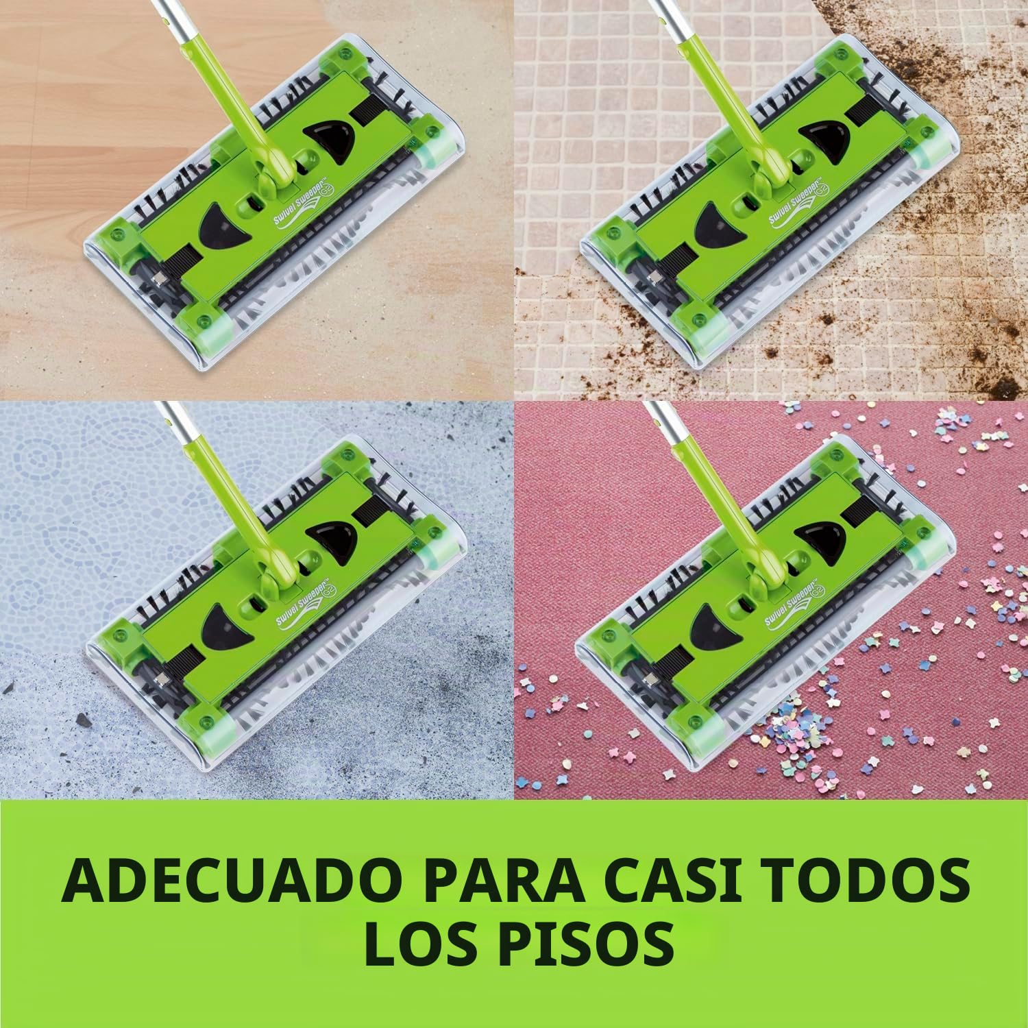 Escoba giratoria con batería + batería adicional – Fácil recogida de migajas – Inalámbrico, sin bolsa y recargable – Cepillo de suelo con articulación ergonómica y rotación de 360° – Máxima