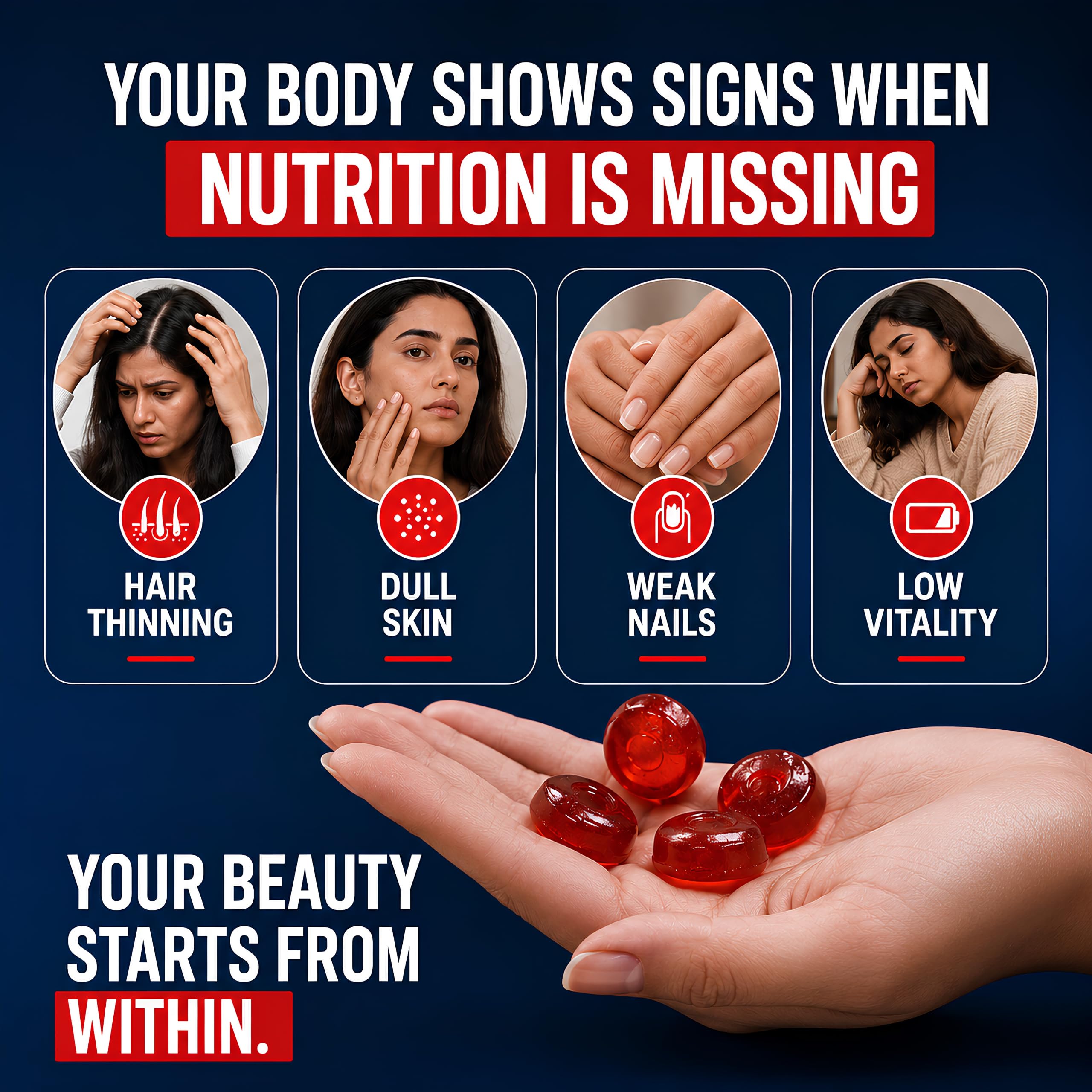 Nutrabud Biotin Hair Gummies For Women, Men | No Added Sugar | For Healthy Hair Growth, Skin Glow & Strong Nails | Strawberry Flavor Veg Gummy Bear Supplement - 60 Count (Pack of 1) 4