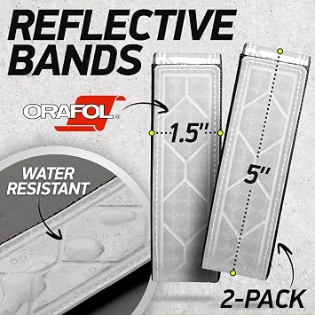 Reflective Backpack Bands | High-Visibility Orafol Reflectors | Hook-and-Loop Closure | 1.5 x 5 | (2-Pack)