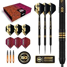RED DRAGON Darts - 50th Anniversary Player Edition - 90% Tungsten - Professional Darts Metal Tip Set - Includes Steel Darts Flights and Dart Shafts - Available in 21 g 22 g and 23 g