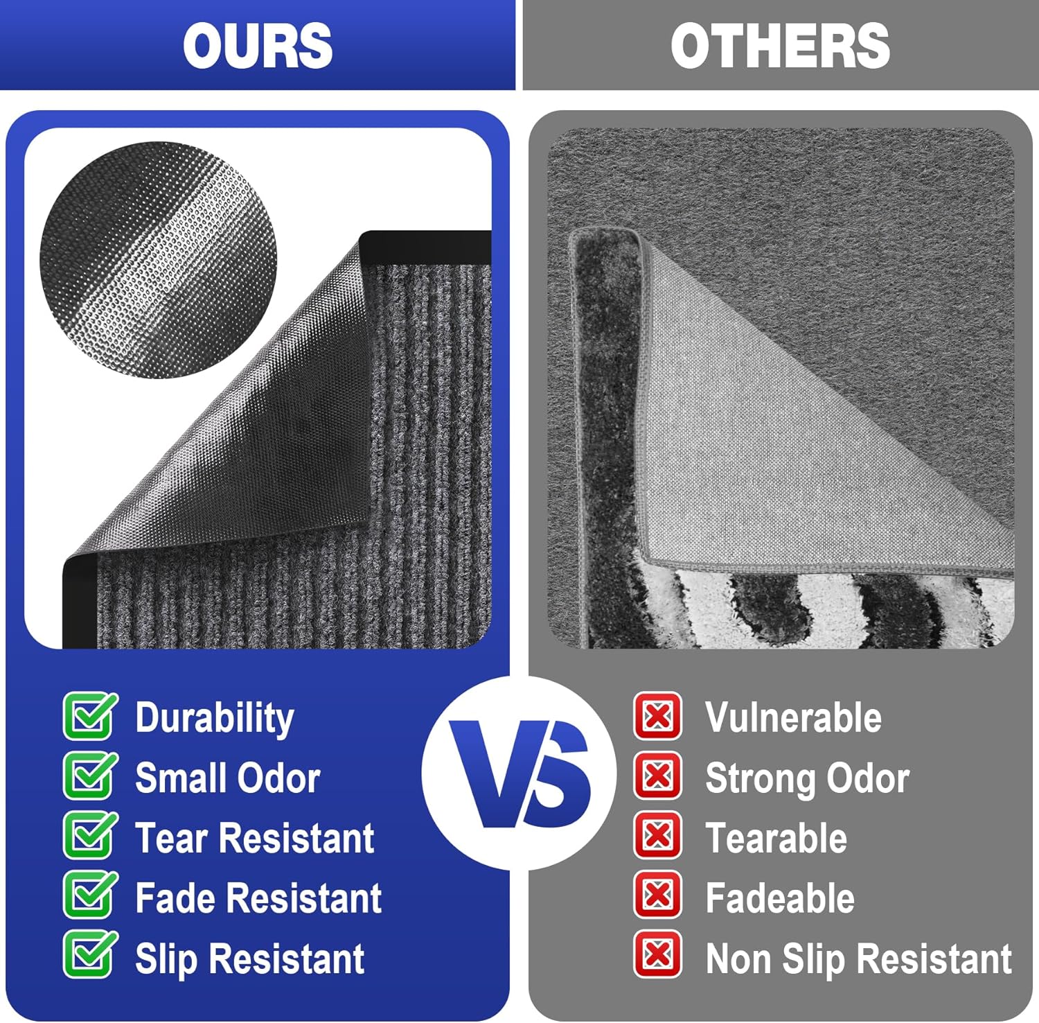 ToLanbbt 3' x 5' Front Door Mat Extra Large Commercial Industrial Rug Heavy Duty Outdoor Indoor Entryway Doormat Low Profile Welcome Entry Door Mat Non Slip Backing for Entrance Home Office, Gray - Image 6