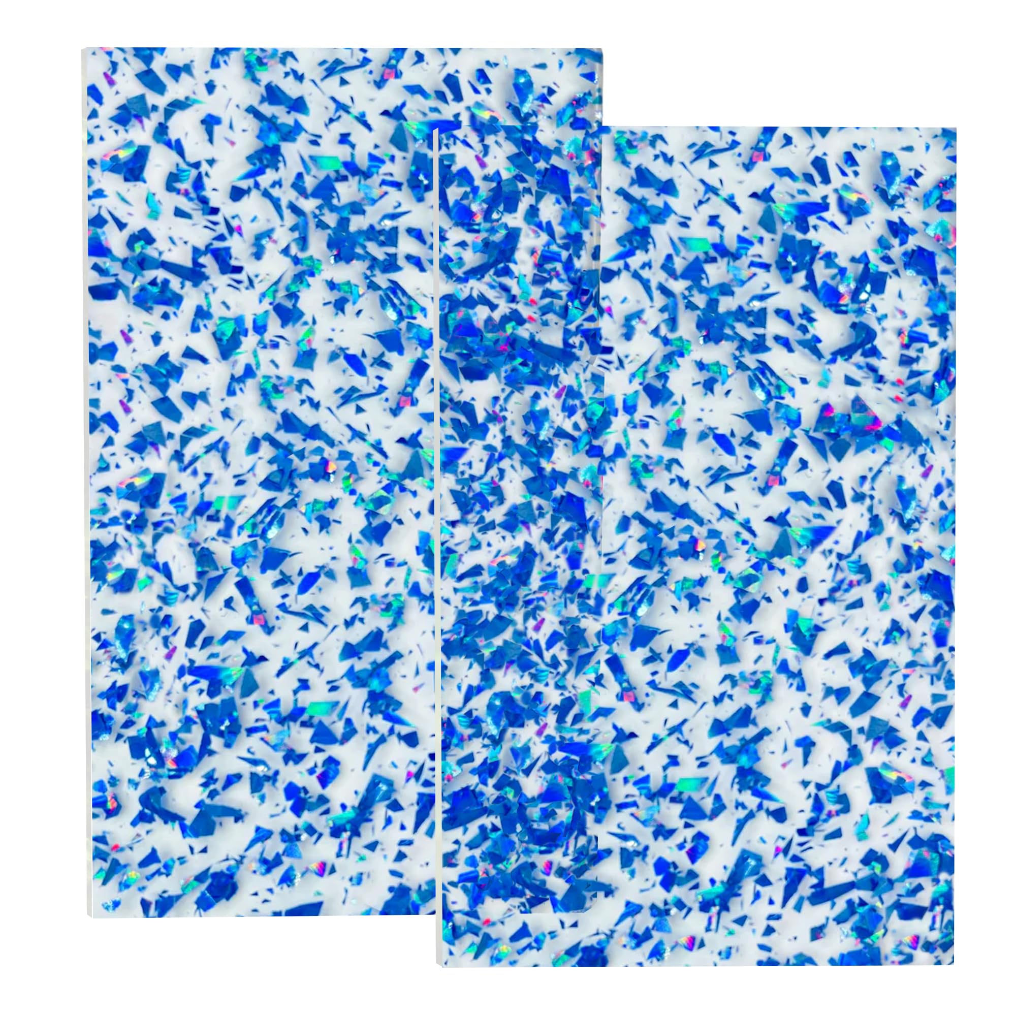 FaeliKnise 1/8" Thick Glitter Acrylic Sheets Transparent Confetti Sparkly Acrylic for Laser Cutting and Engraving & Crafts(12x 8, Blue, 2)
