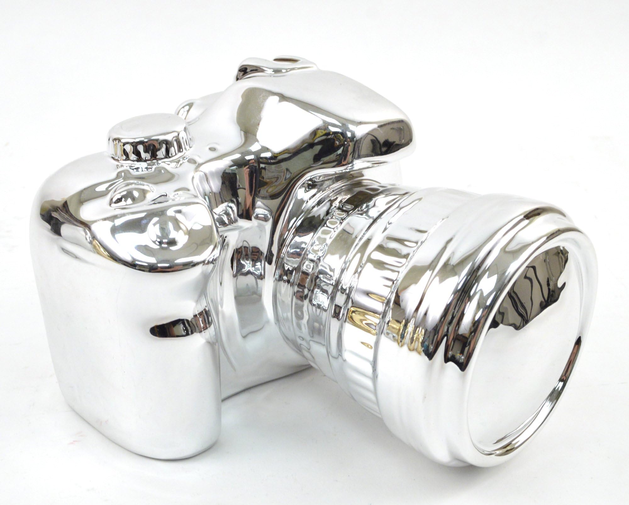 Concepts Silver Camera Ceramic Coin Piggy Bank