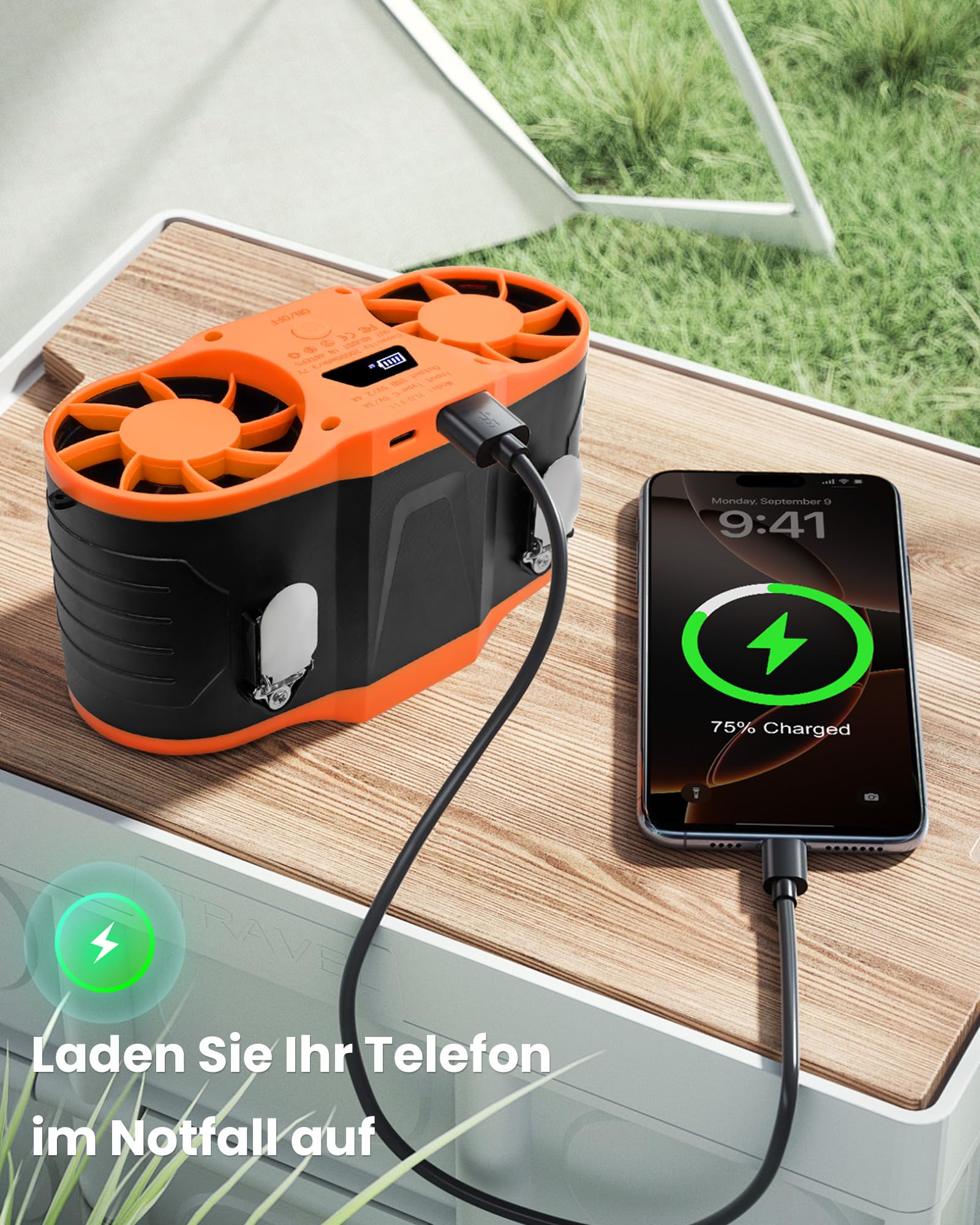 FERNIDA Taillen Clip Ventilator, Tragbarer 20000mAh T-shirt Ventilator mit 4 Geschwindigkeit, Waist Clip Fan für Bauarbeiter, Gärtner, Outdoor, Reisen, Arbeit und Camping