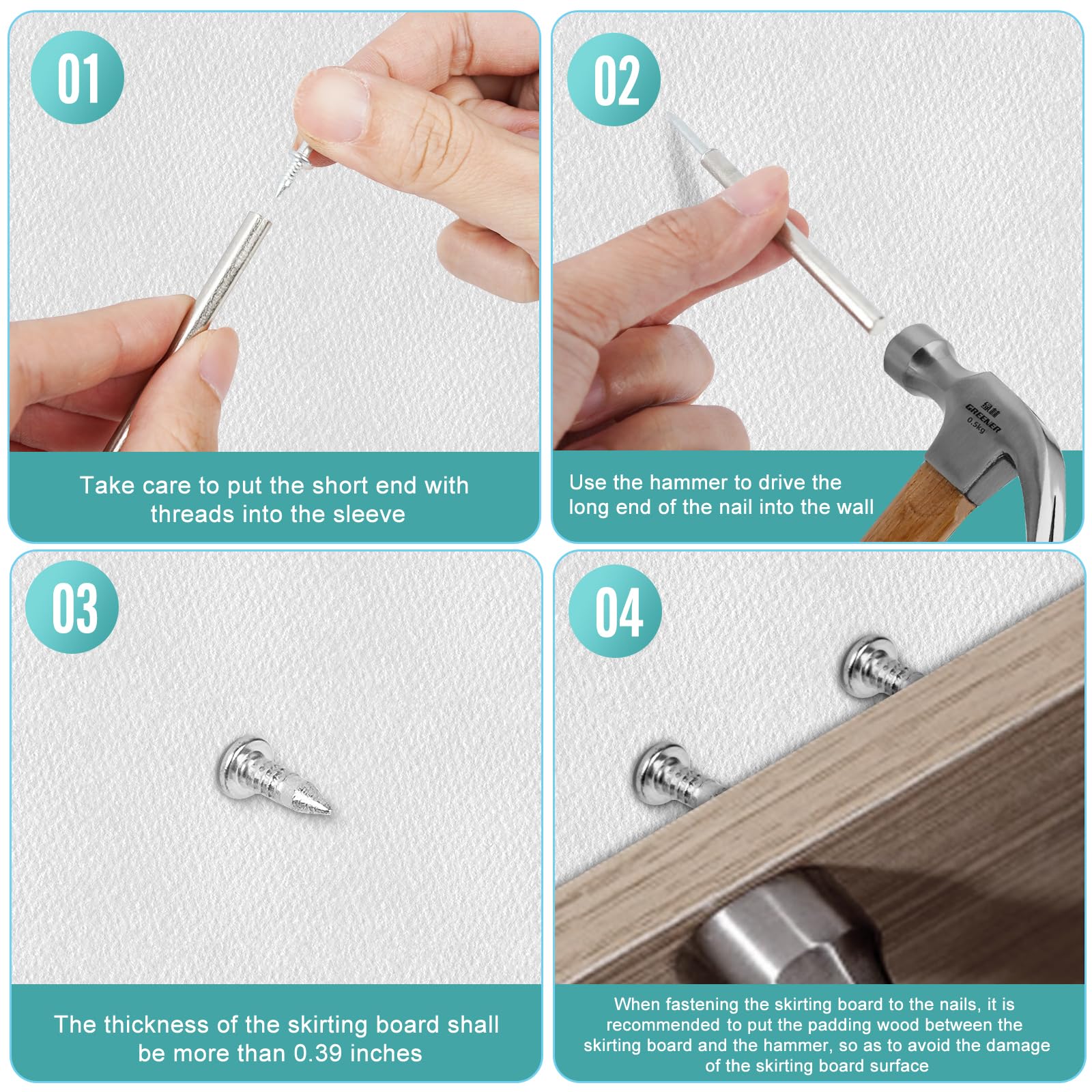 Double Headed Nails - 300PCS for Trim & Baseboards -4