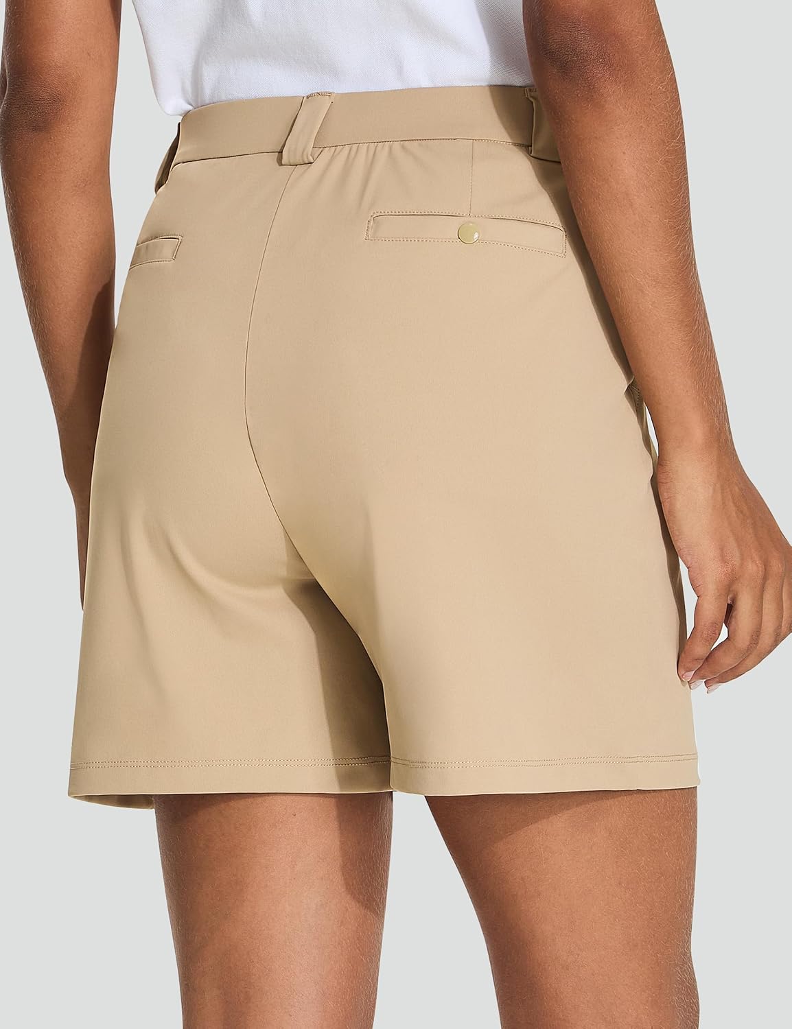 KPSUN Womens 5" Golf Dressy Shorts Stretchy Lightweight Bermuda Short with Pockets Button Closure for Casual Summer Work