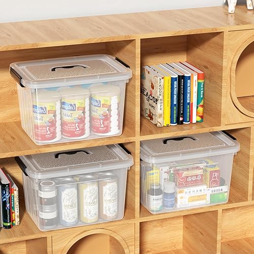 Miniatura 4 de Kiddream Contenedores de almacenamiento transparentes de plástico de 20 litros con asas, cajas de almacenamiento con tapa, juego de 4