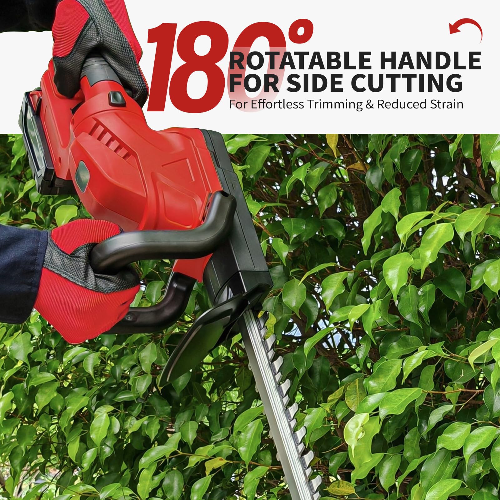 Akku-Heckenschere mit drehbarem Griff für Milwaukee M18 Akku, 52 cm bürstenlose Motorschneider, batteriebetrieben, elektrische Heckenschere, schnurlose Buschschere für Garten (Batterie nicht im