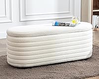 Vista 1 de Storage Teddy Ottoman Bench Upholstered Fabric Storage Bench End of Bed Stool with Safety Hinge for Bedroom, Living Room, Entryway, Closet(45.5