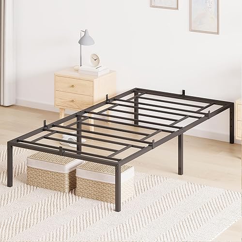 Miniatura 10 de Base de cama tamaño Queen, plataforma de metal Queen con soporte de acero 3 en 1, 14 pulgadas, no necesita somier, fácil de montar, base de colchón