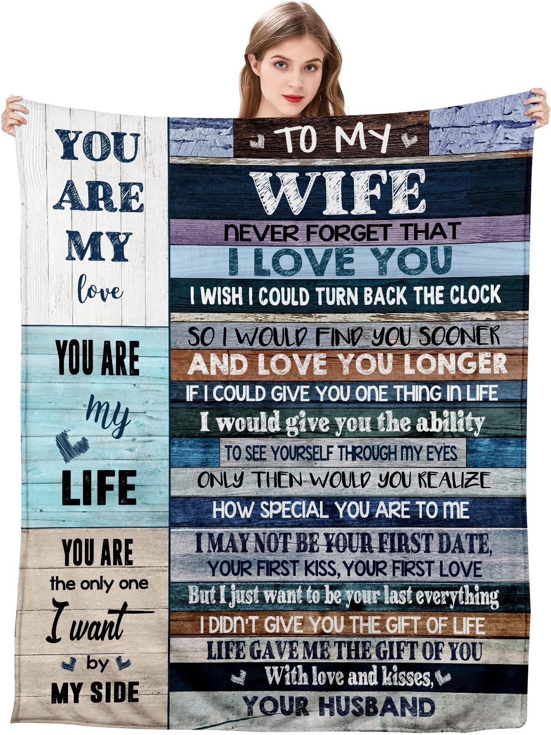 To My Wife Ultra-Soft Micro Fleece You are My Life Blanket Microfiber Valentine's Day Blanket Luxury Blanket for Bedding Sofa and Travel (80inchx60inch)