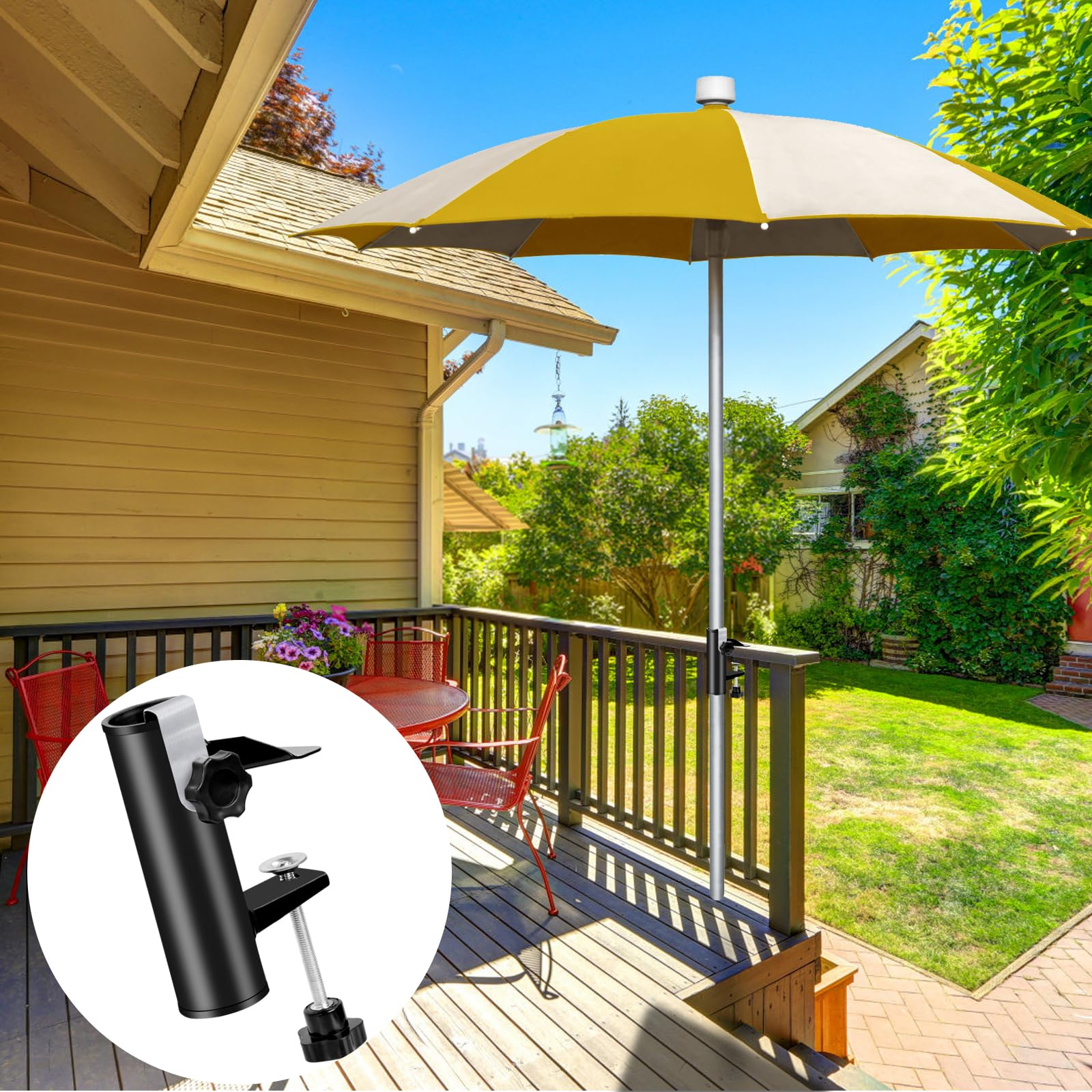 Ombrelloni Da Esterno Morsetto Per Ombrello In Acciaio Inox - Supporto Per Ombrellone Da Esterno, Per Ringhiere Ombrelloni Da Balcone