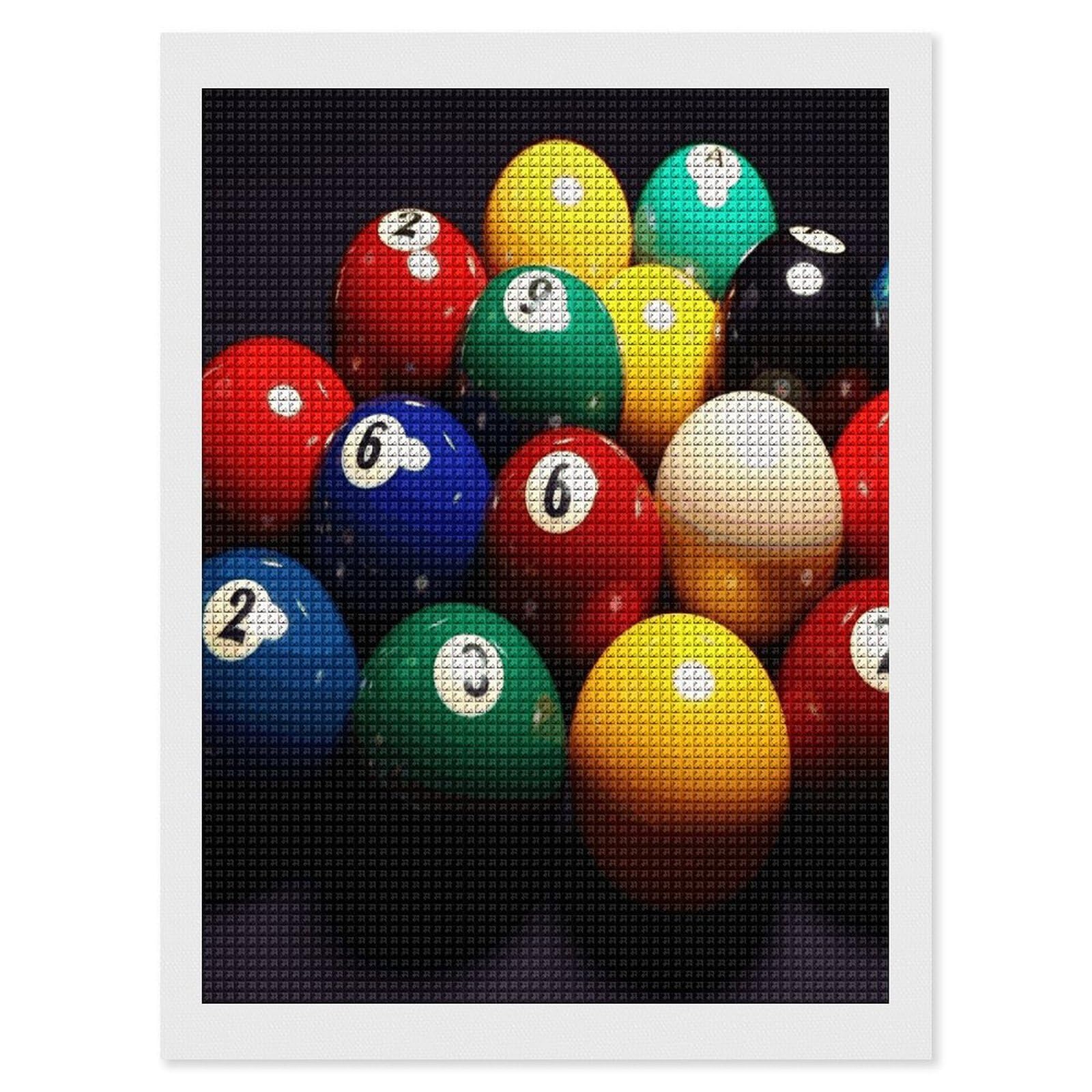 FodPand Color Billiards Diamond Painting Kit for Beginner Fun 5D DIY Crafts for Adults Diamond Art Kits Square Diamond Art Canvas Painting Gem Art Crafts for Home Wall Decor 12"x16"