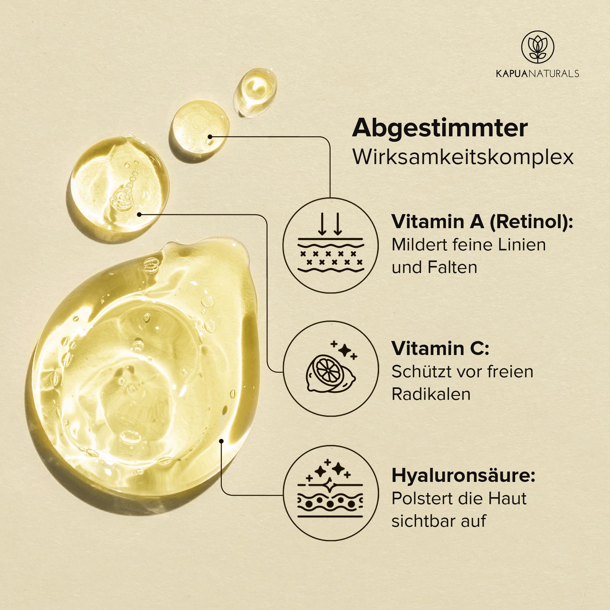 BIO Retinol Serum hochdosiert 100ml • Retinol 5-Fach-Komplex +Hyaluron +Vitamin C ✓ Vegan & BIO ✓ hochwirksam verkapseltes Retinol für strahlende & reine Haut ohne Pickel ✓ Anti Aging Made in Germany