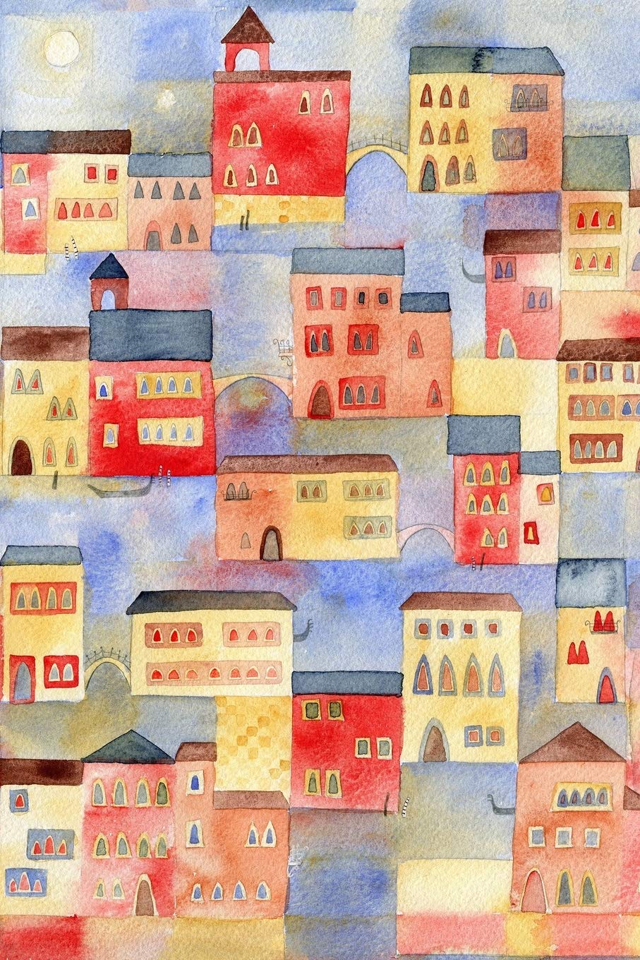 Notes: A Blank Lined Journal with Venice Watercolor Cover Art