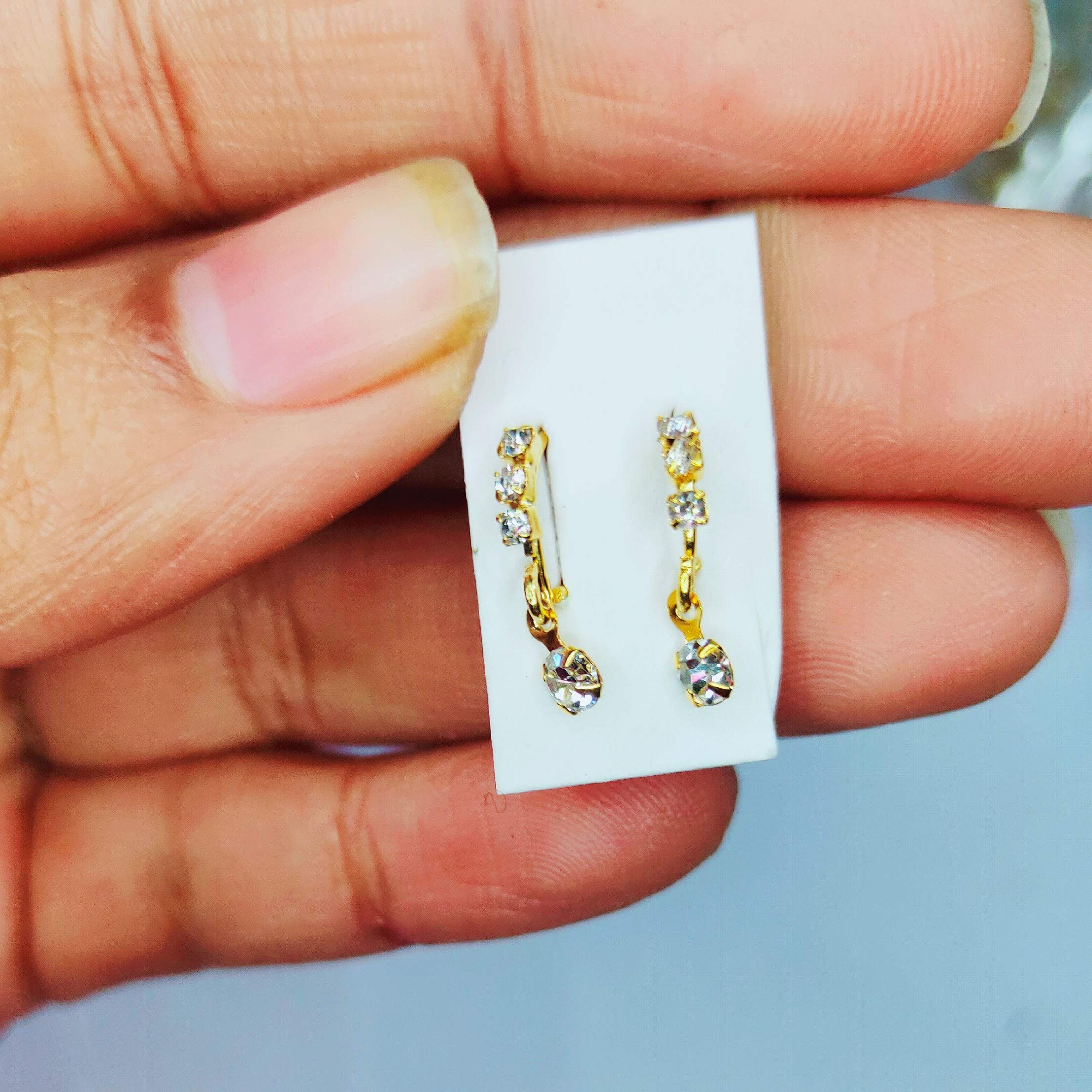 Brij Sugandha Diamond Round Latkan KUNDAL - Metal Earring For Laddu Gopal & Radha Rani Size 2 & Above By The Kanha Store (BIG)