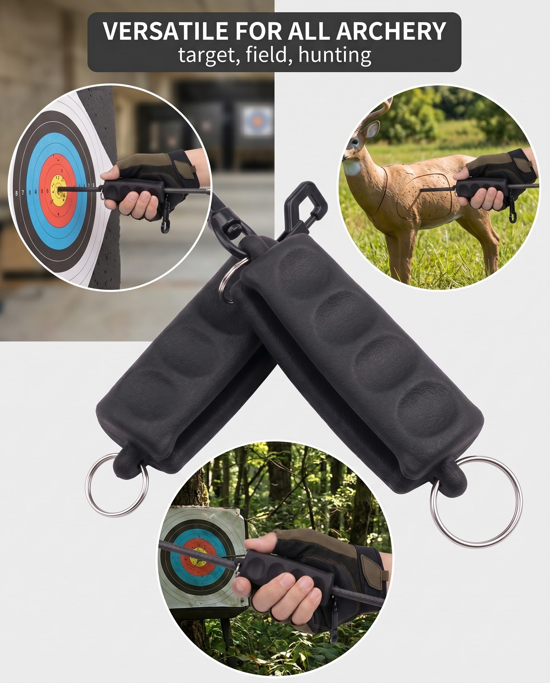 Lot de 2 extracteurs de flèches en caoutchouc avec clip ceinture noir pour fleche arc – Facilite le retrait des flèches et protège les mains pour arcs et flèches