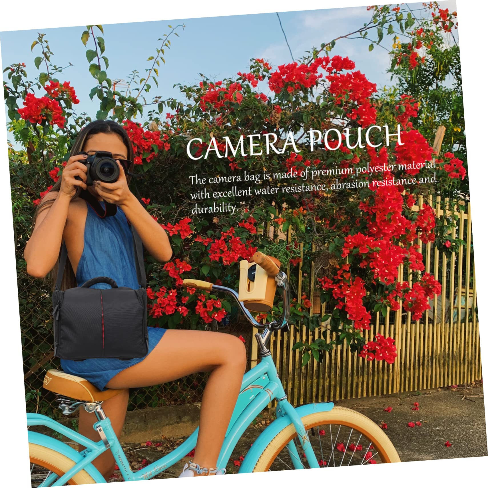Borsa Fotografica per Reflex, Tracolla Regolabile, Tasche Interne e Copertura Antipioggia, in Nylon Nero per Accessori Foto