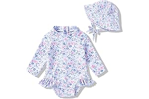 Adorable Long Sleeve Rash Guard Swim Suit and Matching Hat Set
