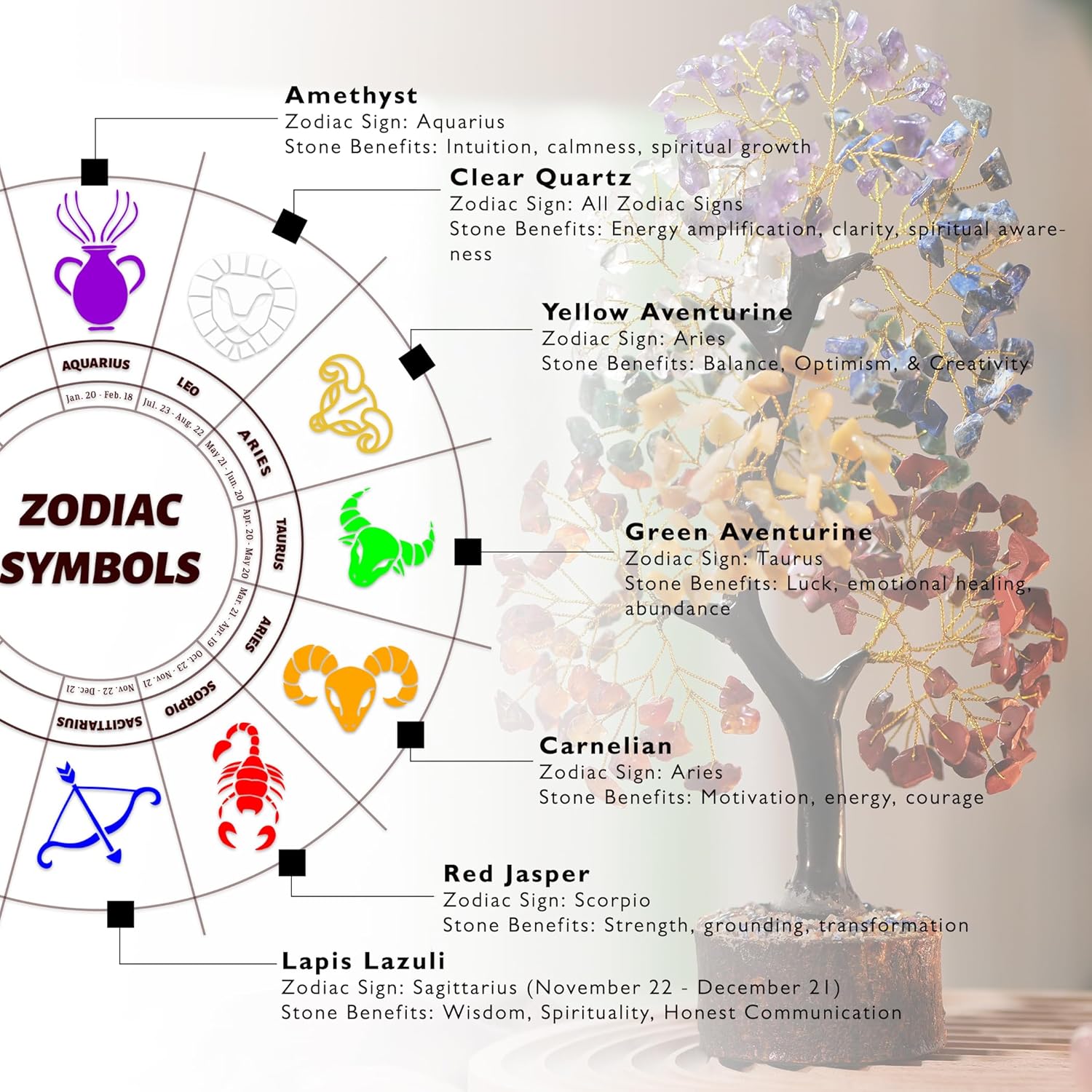 Bonsai Tree - Crystals and Healing Stones - Living Room Decor - Crystal Tree Tree of Life - Gem Tree Stones - Feng Shui and Money - Shelf Decor for Office - Image 8