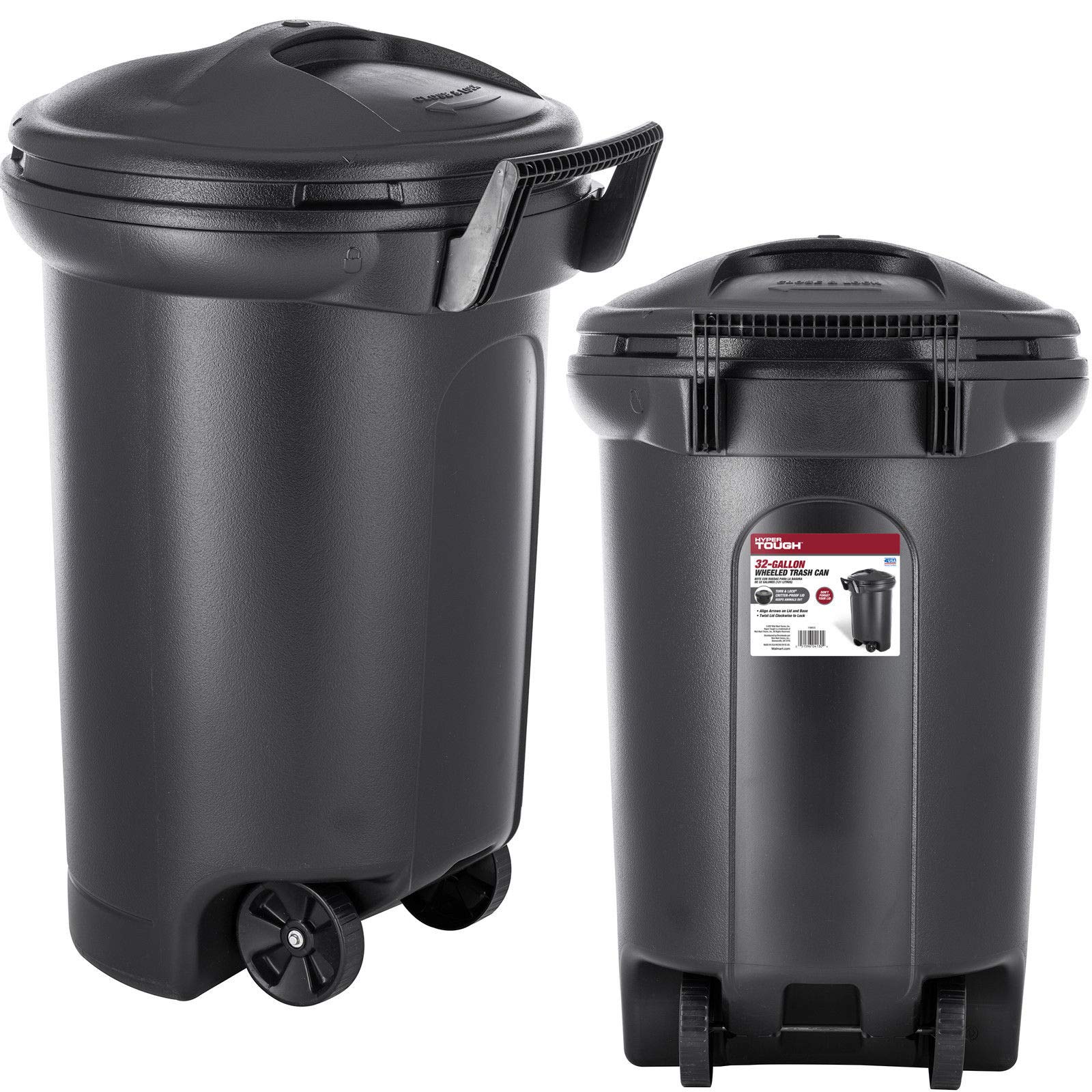 Buy 32 Gallon Wheeled T can Garbage Container Outdoor Plastic Waste Bin Basket Black T can