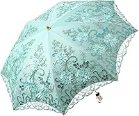 Vista 29 de LCY Paraguas plegable del sol/de la lluvia/de la nieve del Anti-UV de la doble cubierta del cordón bordado Negro