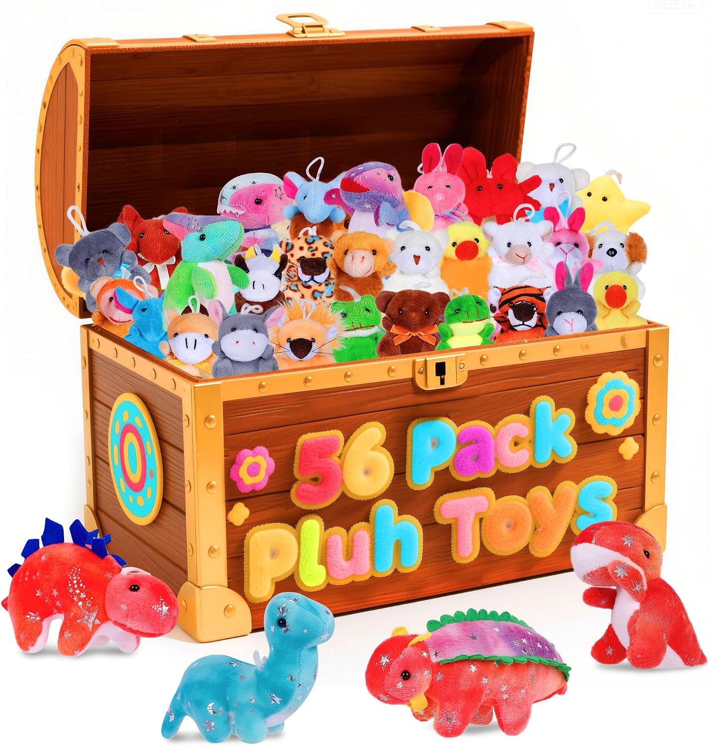 56 Pack Small Stuffed Animals Bulk, Mini Plush Animals, Treasure Box Toys for Classroom, Party Favors for Kid, Carnival Prizes, Stuffed Toys for Stocking Stuffers, Claw Machine Filler