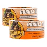 Gorilla Crystal Clear Tape&comma; 1&period;88” x 18 yd &lpar;Pack of 2&rpar; - Weather Resistant for Indoor or Outdoor Projects and Repairs