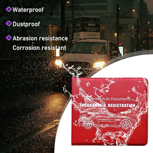 Miniatura 4 de Suvnie 4 soportes para registro y seguro de automóvil, organizadores de guanteras de vehículo con cierre para documento de licencia, soporte para