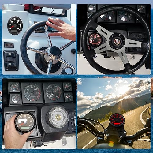 Miniatura 6 de Geloo Tacómetro marino de 3.346 in fuera de borda impermeable 6000RPM barco RPM tacómetro con LCD medidor de horas digital retroiluminación roja