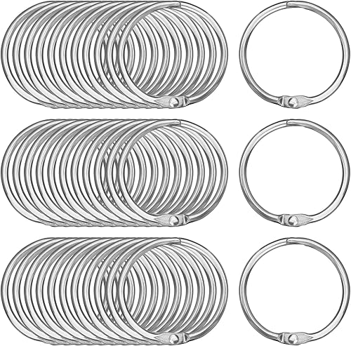 Vista 10 de Antner 100 anillos para carpeta de hojas sueltas, 0.75 pulgadas de diámetro, anillos de papel de metal chapado en níquel, llaveros para tarjetas