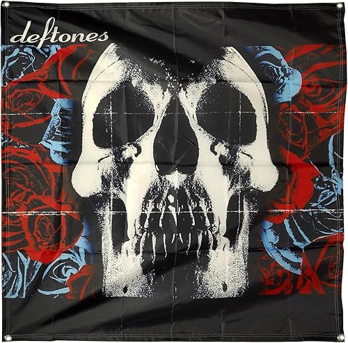 DAOOPS Deftones - Póster de diseño de calavera, diseño de bandera, 4 x 4 pies, diseño de cueva de hombre
