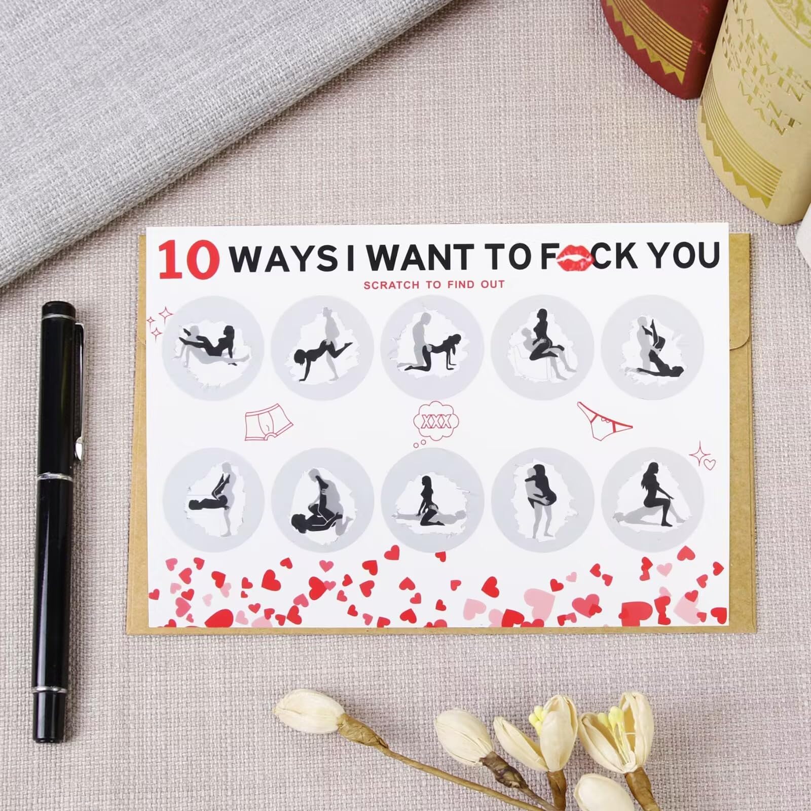Naughty Valentine Gift Scratch Card for Him: 10 Fun Messages for Couples, 10 Ways - Image 2