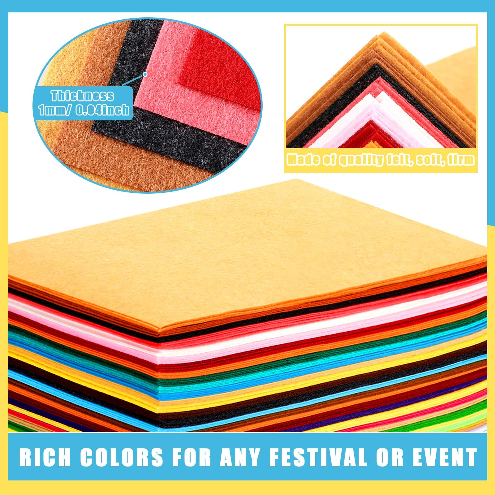 Filzstoffbögen Set 50 Farben – Weiche Filzblätter 20,3x30,5 Cm Zum Basteln & Nähen