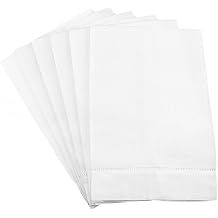 CleverDelights White Hemstitched Hand Towels - 6 Pack - 14" x 22" - 100% Cotton - Fingertip Towel