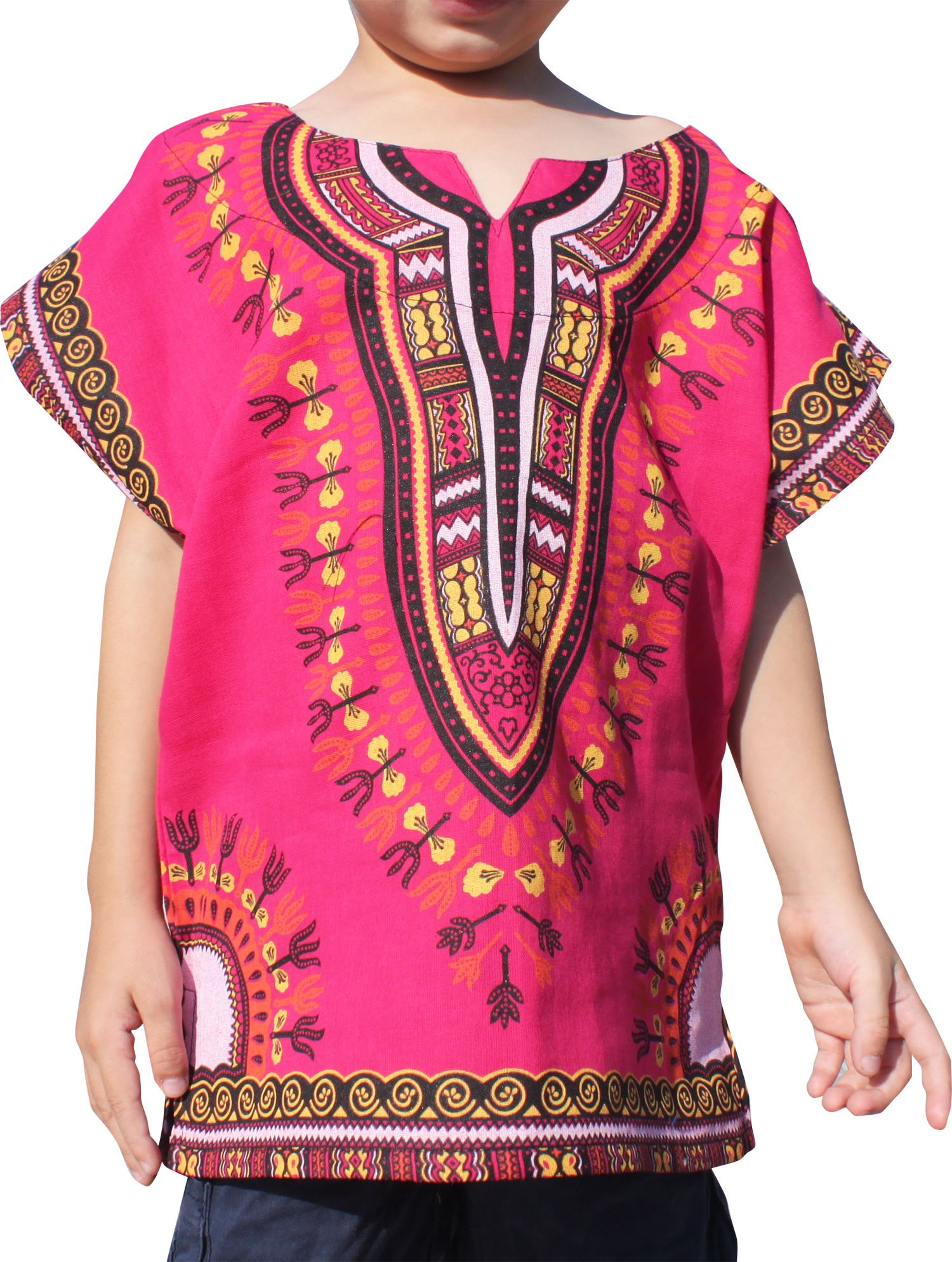 RaanPahMuang Gauze Saloo Cotton Childs African Dashiki Boubou Shirt Cap Sleeve