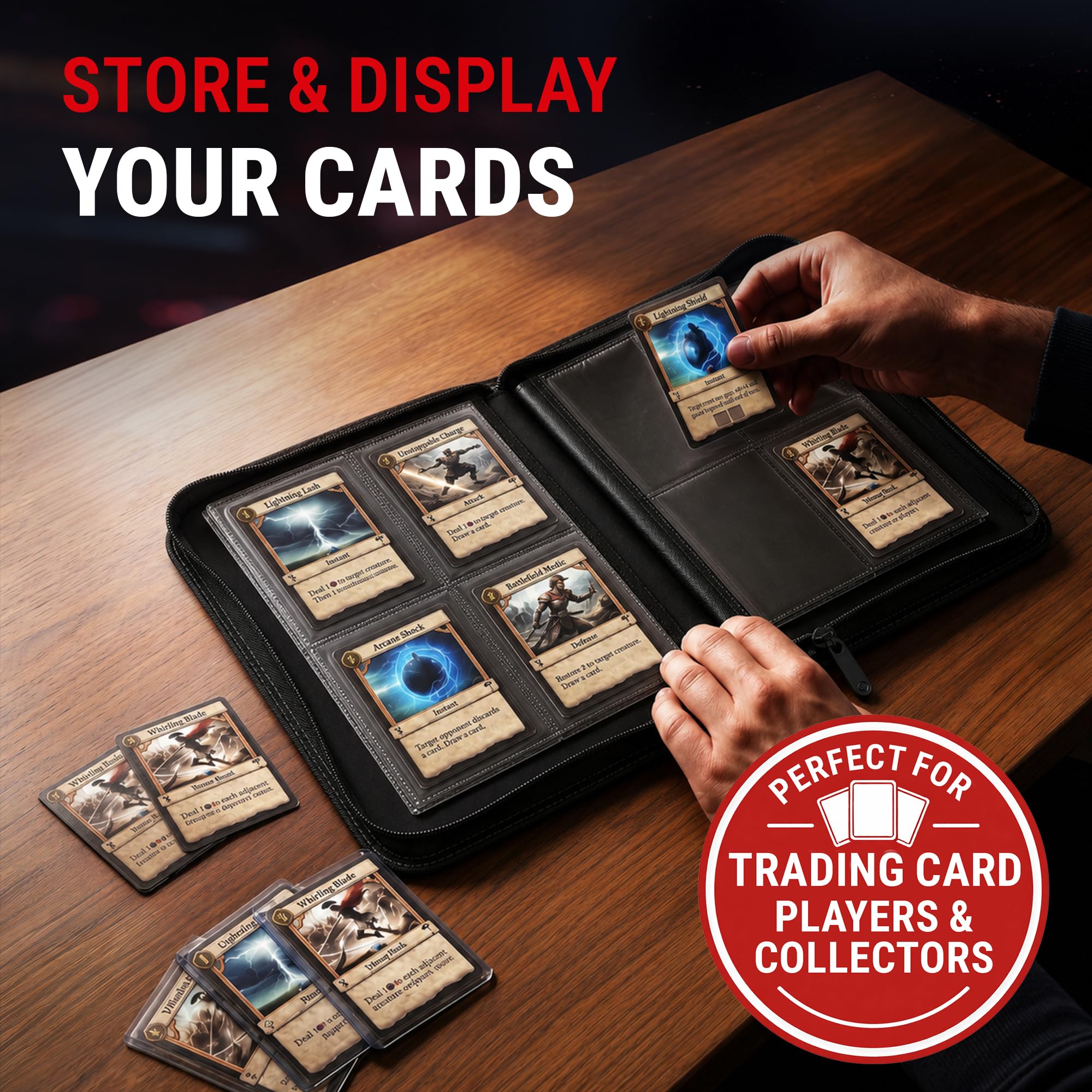 Ultra PRO - 4-kieszeniowy Toploader zapinany na zamek Premium Pro-Binder: trzyma, przechowuje i chroni karta w standardowym rozmiarze, sportową, baseballową lub kolekcjonerską