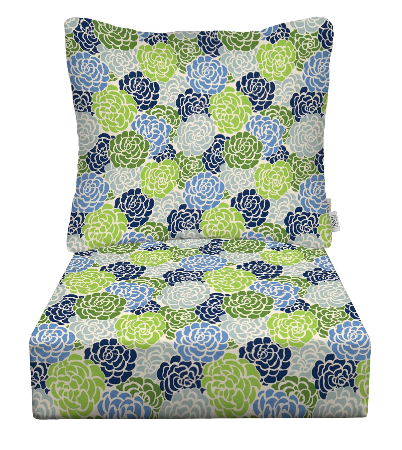 RSH DECOR: Deep Seating Cushion with Pillow Back | 24” x 27” Seat | All-Weather Spun Fabric | Water and Fade-Resistant | Outdoor Chair Cushion Set for