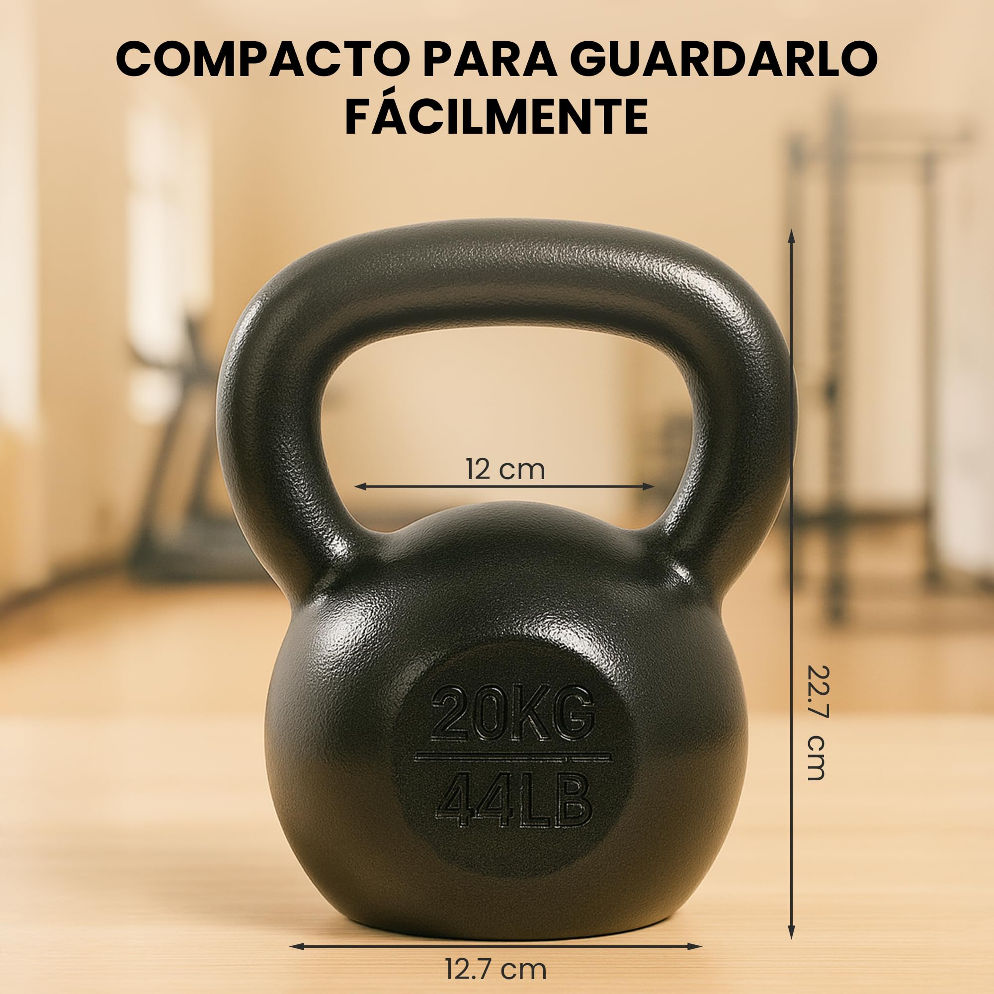 unycos - Pesa Rusa de Hierro Fundido, Kettlebell de 4 kg-20 kg | Revestimiento Duradero, Mango Amplio para Ejercicios y Entrenamientos de Musculación, Culturismo y Fitness, Gimnasio en Casa (Negro)