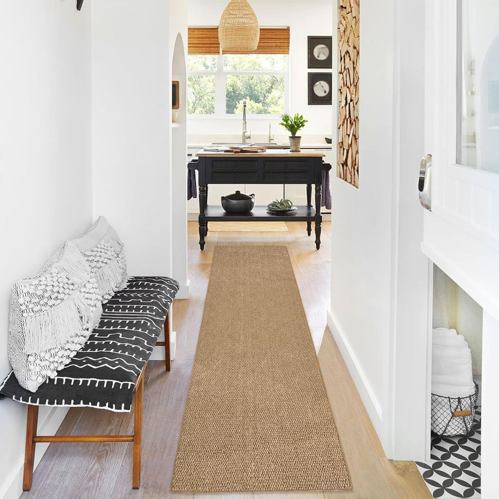 USTIDE Sisal and Jute Chunky Textured Nonslip Washable Rug,Indoor Outdoor Runner,60x200cm — image 1