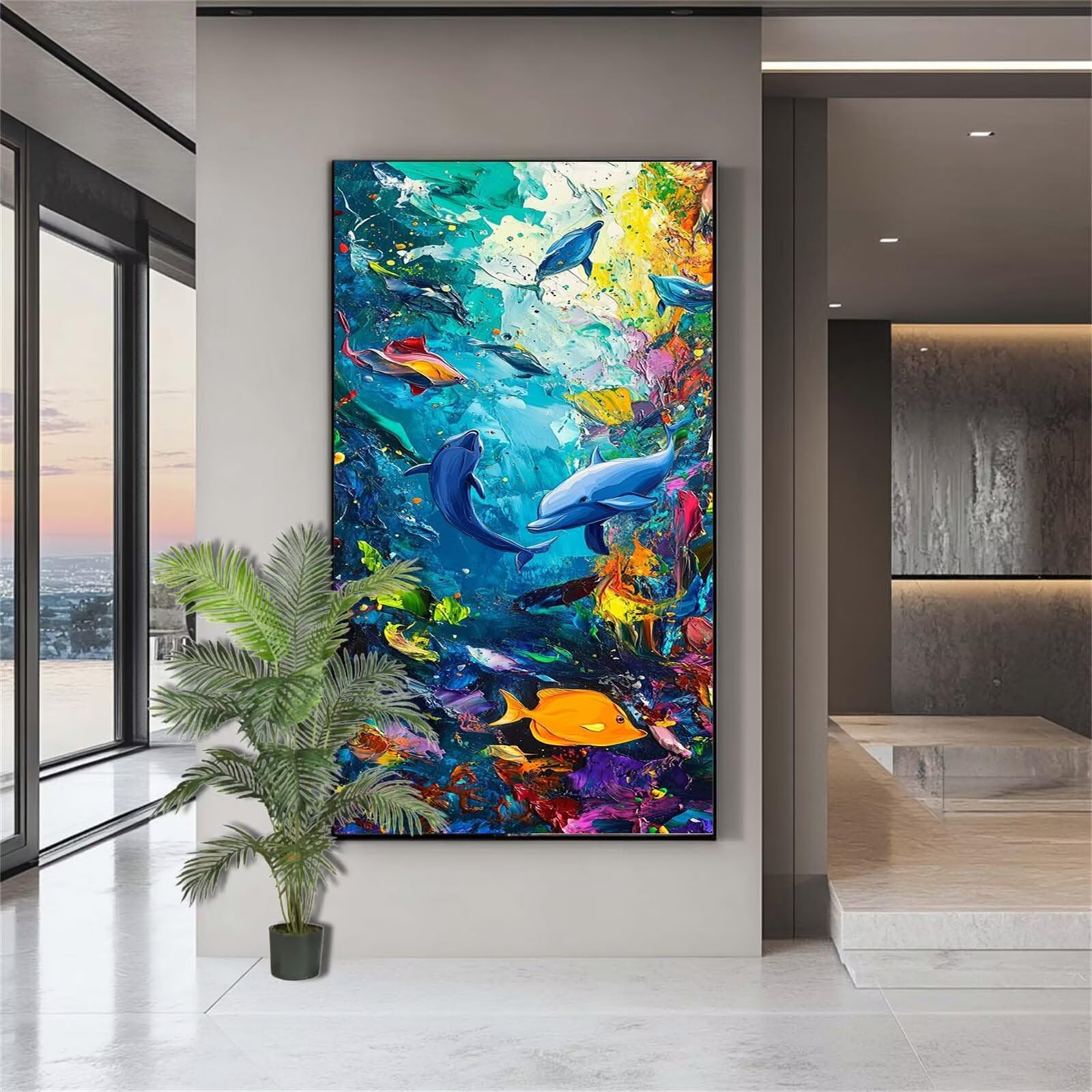 Diamond Painting Grandi 140x70,fondale marino Pittura Diamante 5D Fai da Te Adulti Kit Completo,Quadri con Perline Mosaico Diamanti Art per Decor Casa,Regalo Creativo Antistress,Pescare ZJ-618