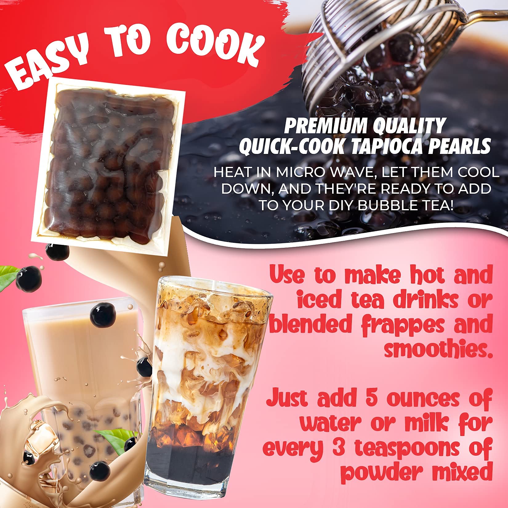 Fusion Select Authentic Brown Sugar Bubble Tea Kit Strawberry Bubble