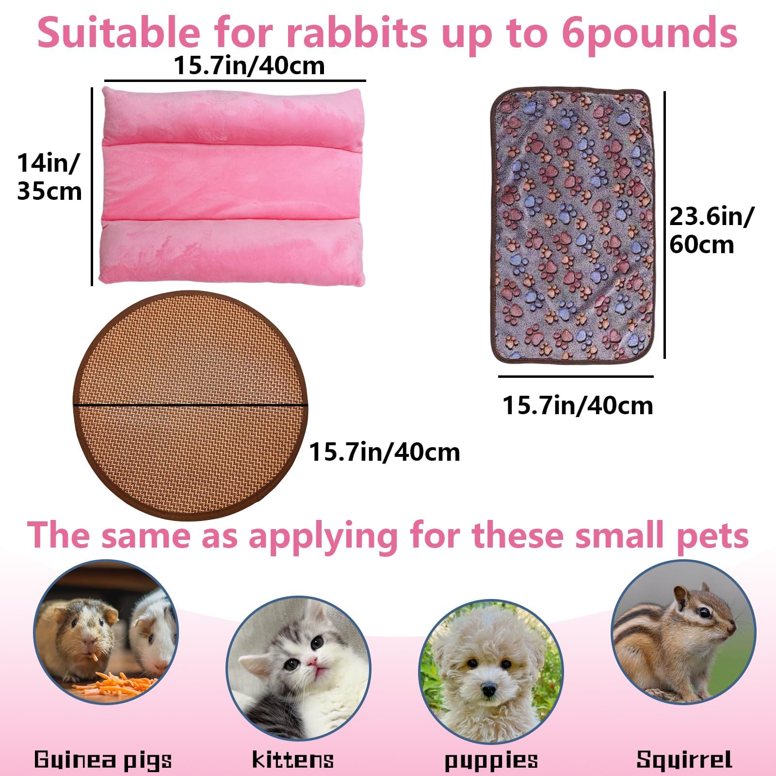 Rabbit Bedding Hamster Bedding 5Pcs Guinea Pig Bed Mat Washable