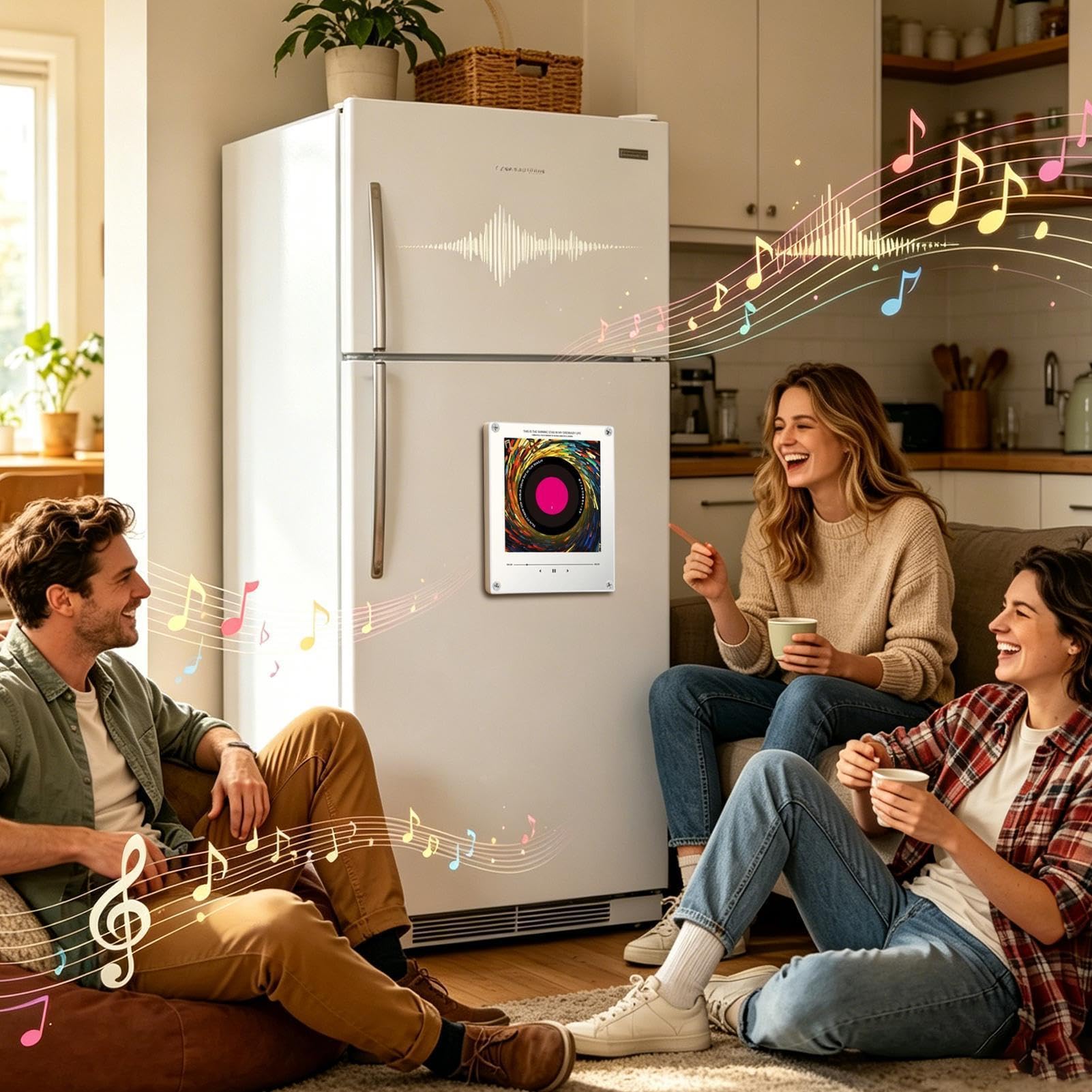 Magnete da Frigo Musicale Registrazione Audio con Rotante | Magnete da Canzoni con Luce per in armadietto, festa, posto di lavoro, appartamento, cucina e casa