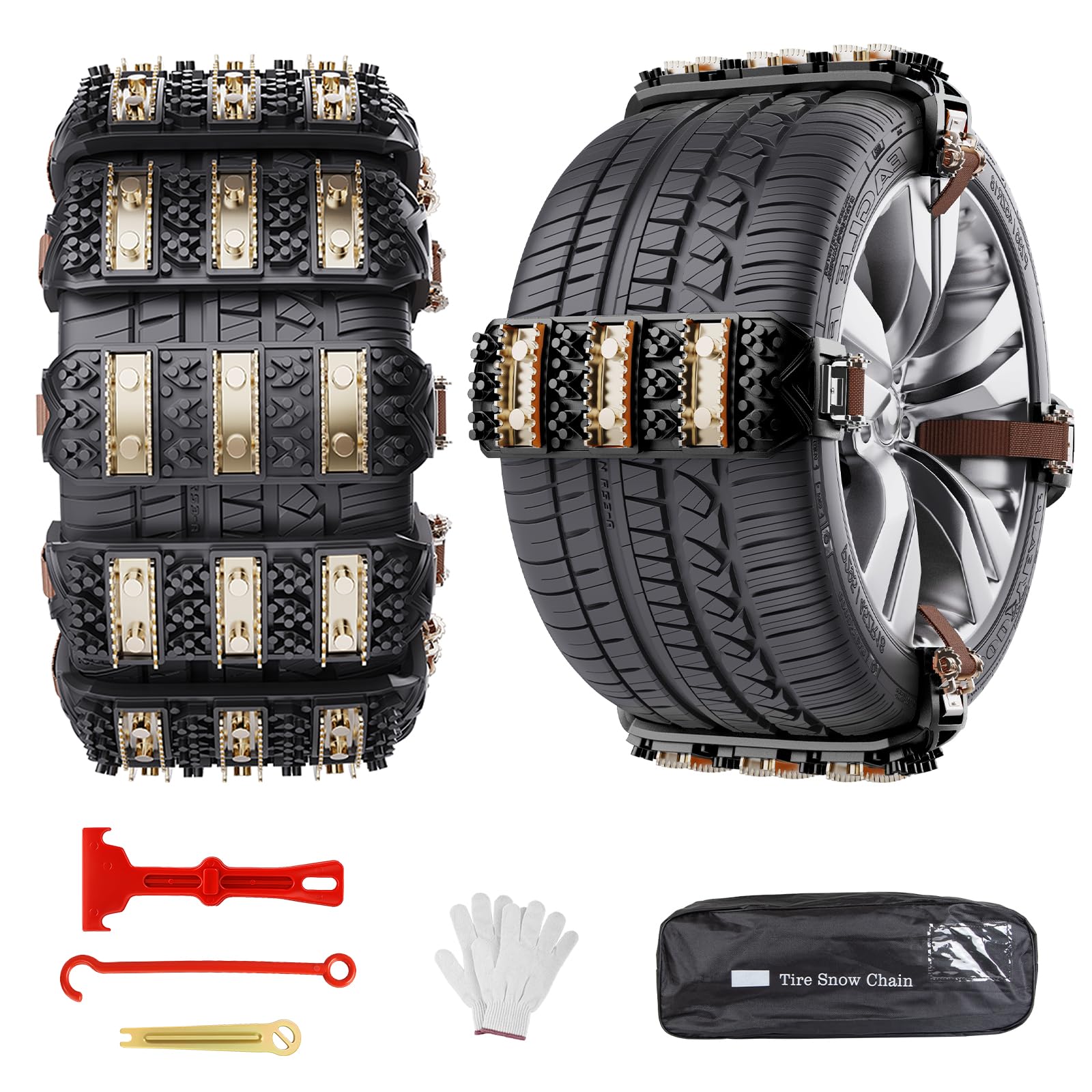 Catene da Neve Ninonly 8Pcz Catene Auto Universali Antiscivolo d’Emergenza per Auto Camion SUV Adatte a Pneumatici Larghezza 165mm - 265mm per Fango, Sabbia, Neve, Ghiaccio, Salita