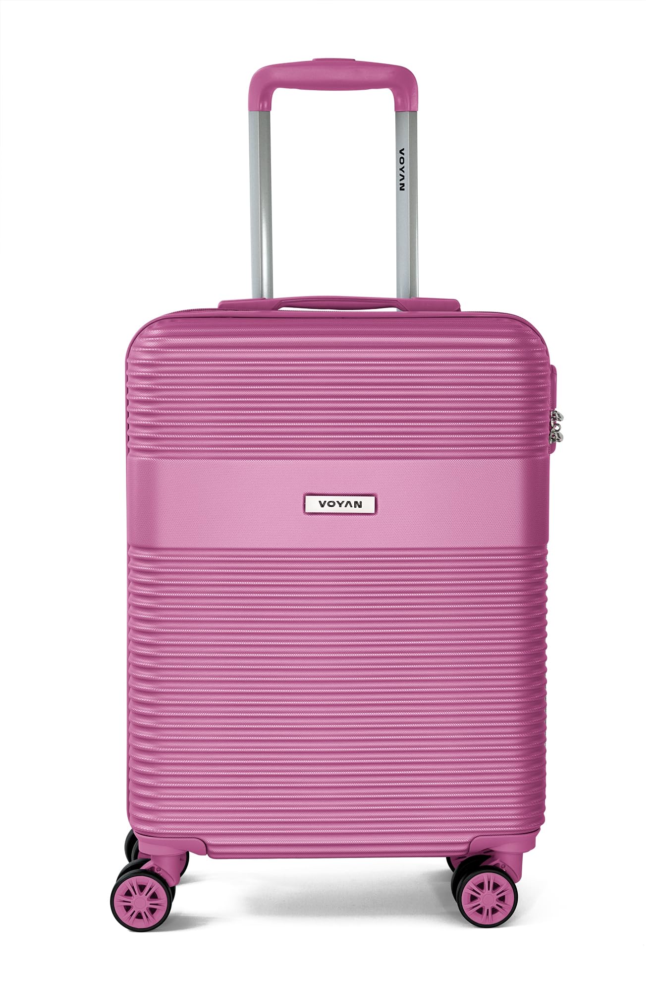 VOYAN Maleta Cabina 55x40x20 Bio, Trolley Rígido ABS Lightweight con Ruedas Dobles 360°, Carcasa Dura Ligera y Cerradura de Seguridad, Equipaje de Mano para Viajes en Avión, Rosa