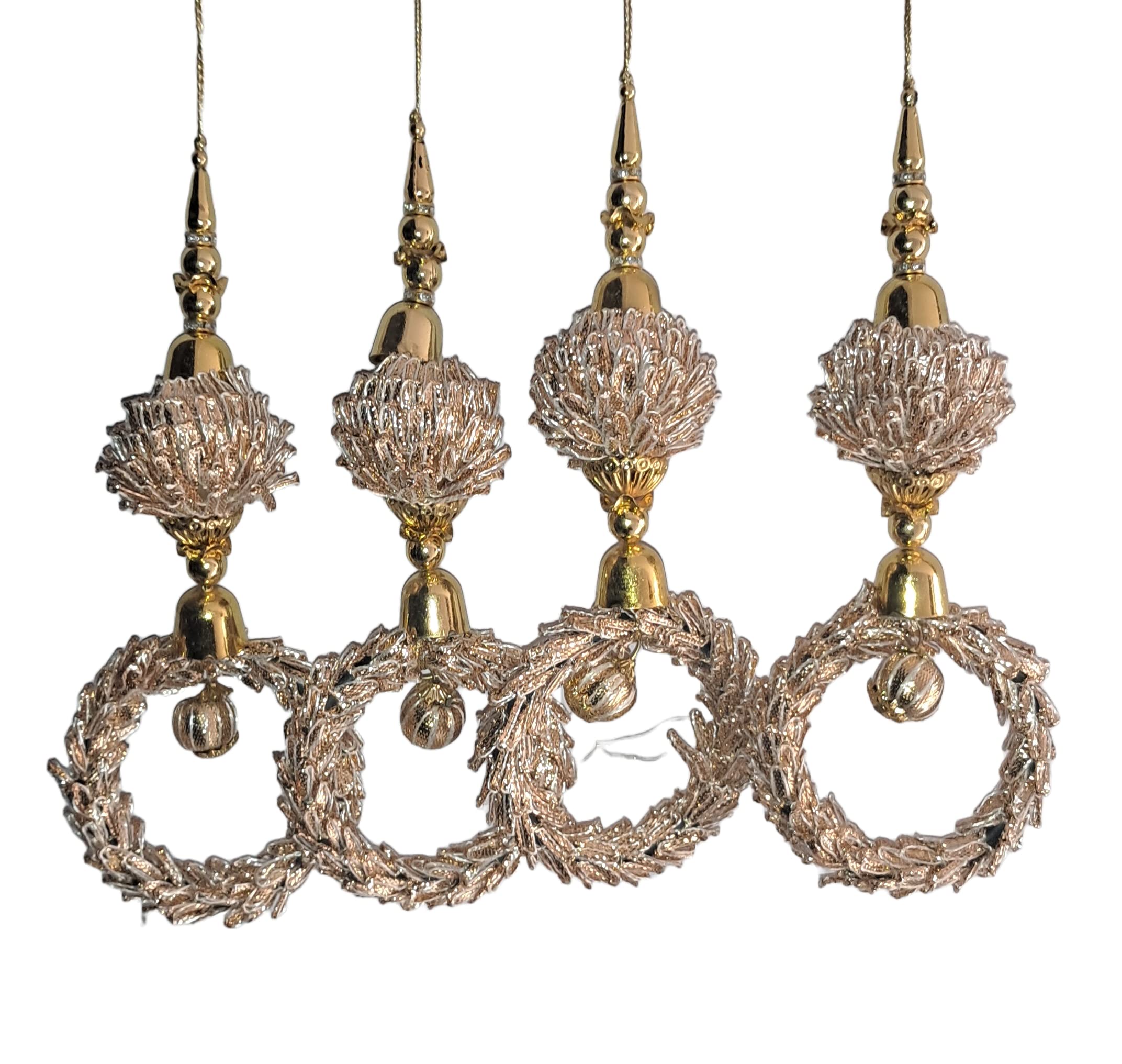 HardRoss Handmade Ethnic Traditional Golden 4 Pcs only Tassel Latkan Hanging for Women Blouse Sarees Kurtis Lehenga Dupatta Wedding Decorative Heavy and Long, Golden, Free Size