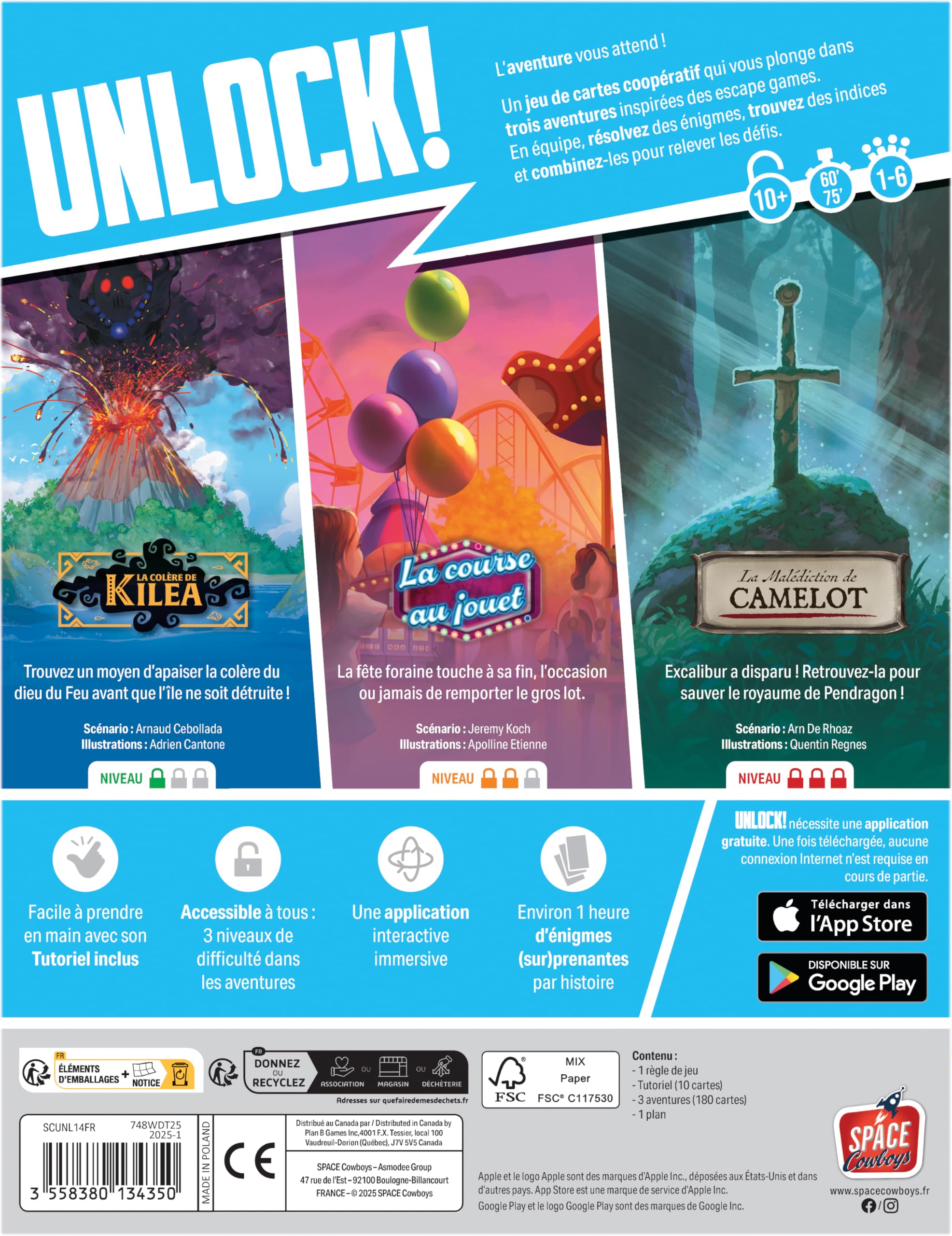Asmodee - Unlock! Enchanted Adventures - Space Cowboys - Jeux de société - Jeu d'escape Game coopératif - 3 Aventures inédites - Dès 10 Ans - 1 à 6 Joueurs - 60 Min - Version Française