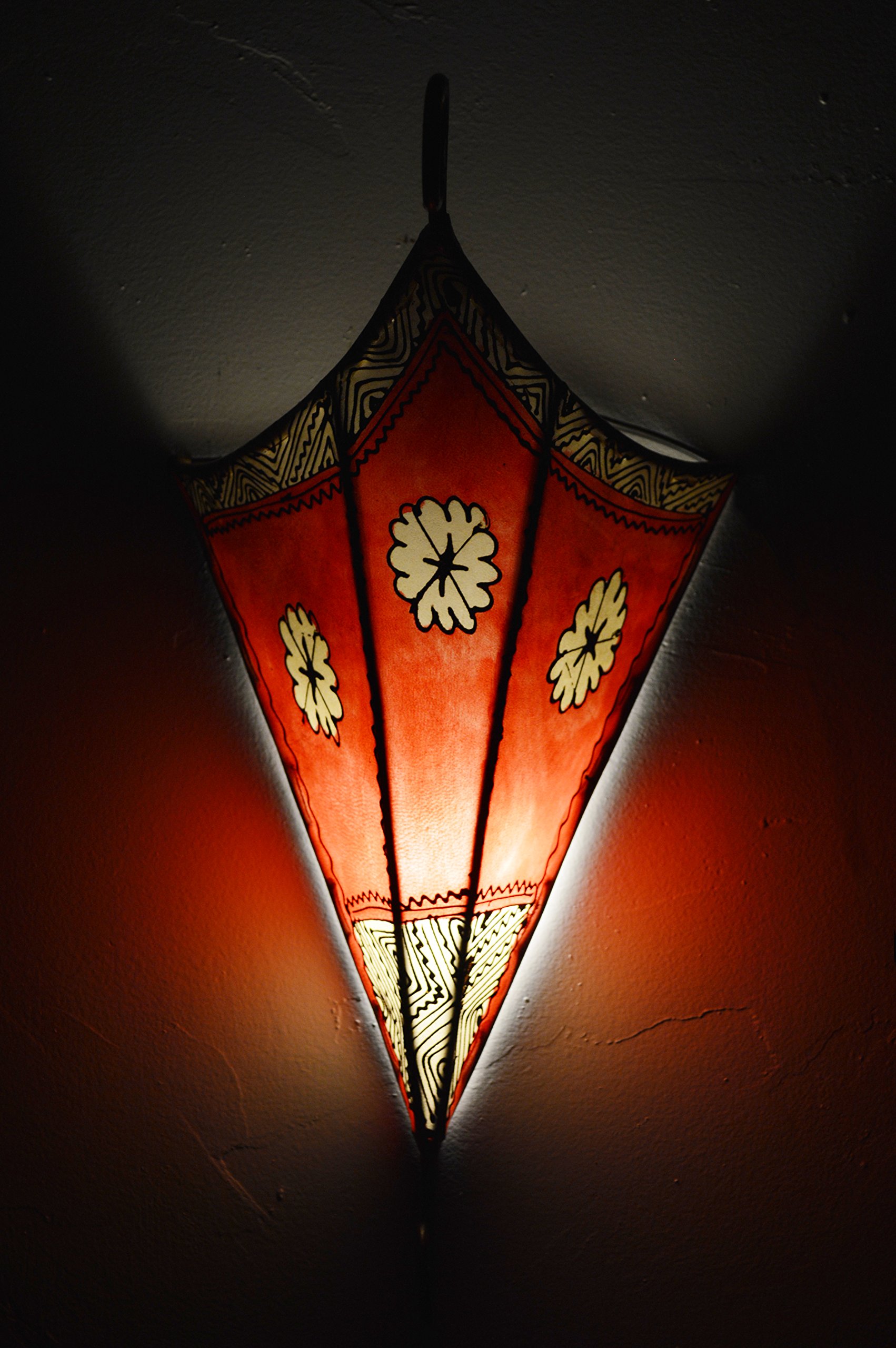 Henna Lamps & Sconces Moroccan Handmade Goat Leather Sconce Henna Tattoo Shade Red