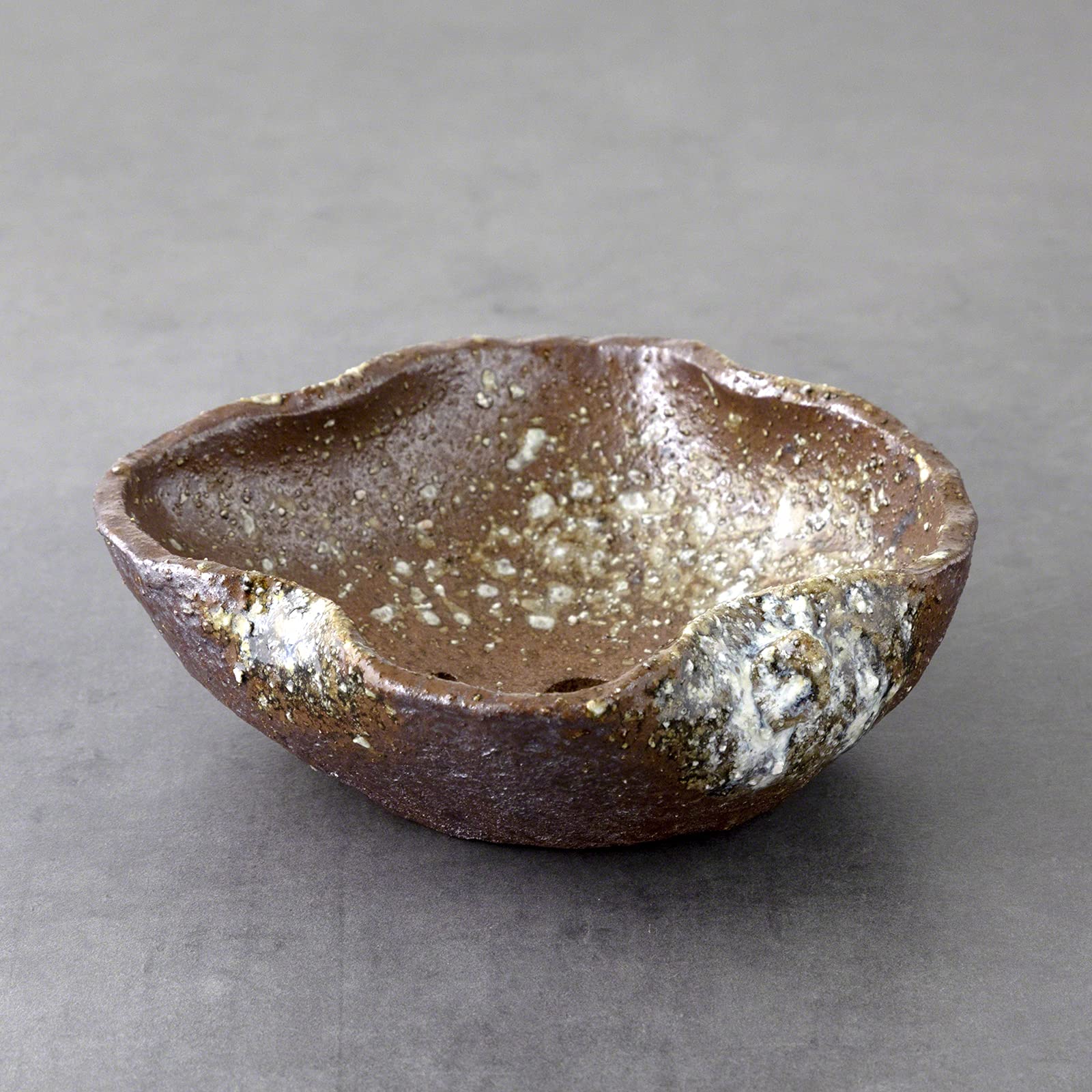 Wazakura Shigaraki Vaso per Bonsai in Ceramica a Forma di Foglia Fatto a Mano con Foro di Drenaggio 15cm Realizzato in Giappone, Ciotola per Piante Grasse - Marrone